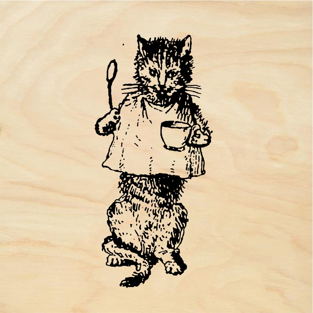 StampaFe Coffee cat, lg. Large Coffee Cat - Rubber Stamp 1.25 x 0.75