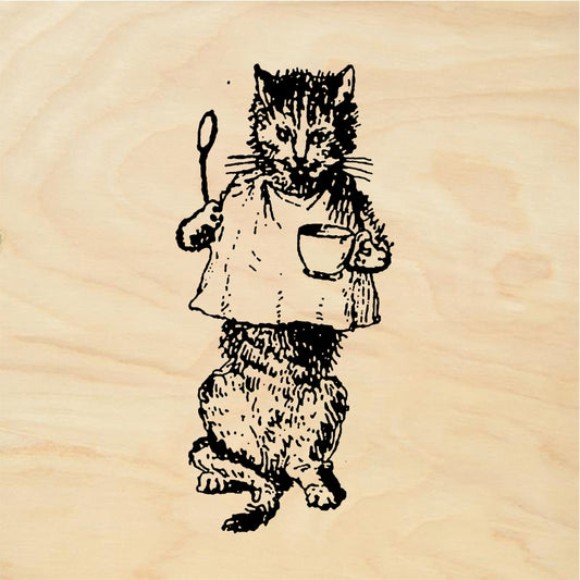 StampaFe Coffee cat, lg. Large Coffee Cat - Rubber Stamp 1.25 x 0.75