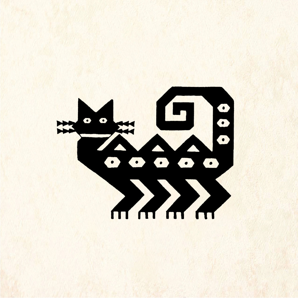 StampaFe Inca cat Petroglyph - Rubber Stamp 2.25 x 1