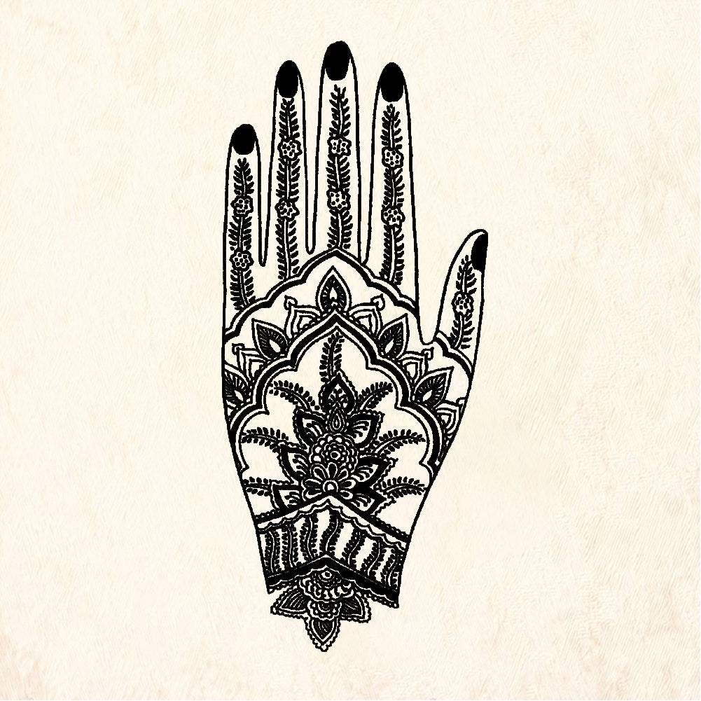 StampaFe Mehndi hand, left Mehndi Hand Left - Rubber Stamp 2 x 2