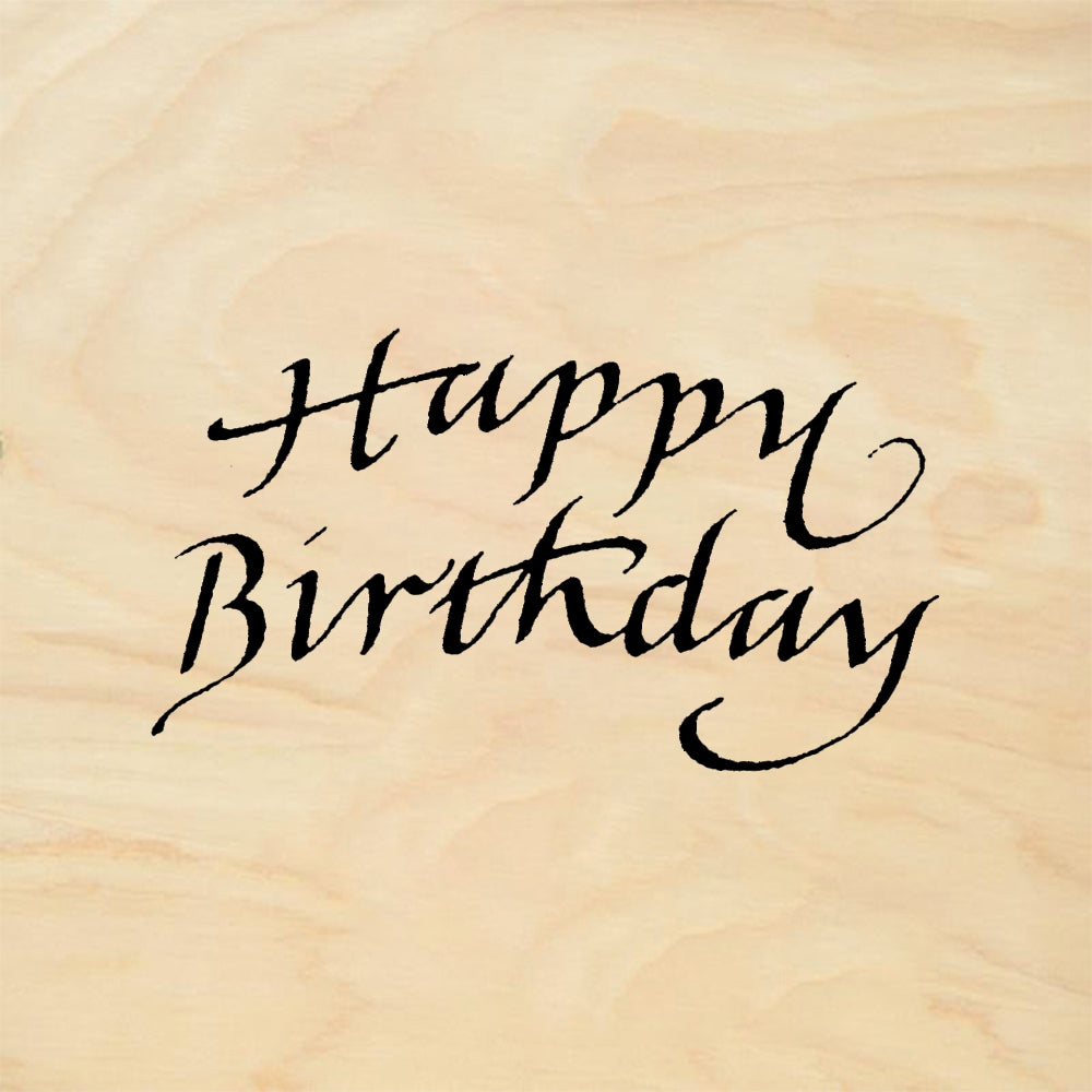 StampaFe Happy Birthday, calligraphy - Rubber Stamp 1.25 x 0.5