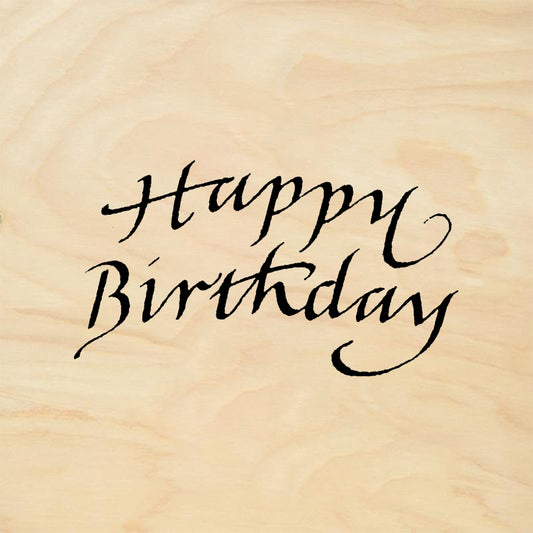 StampaFe Happy Birthday, calligraphy - Rubber Stamp 1.25 x 0.5