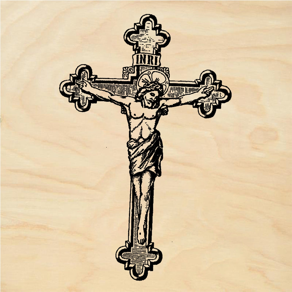 StampaFe Crucifix, lg. Large Ornate Crucifix - Rubber Stamp 3 x 2.75