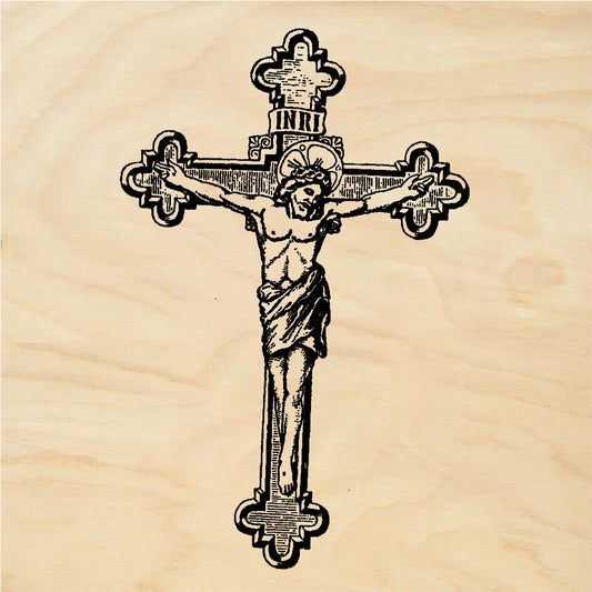 StampaFe Crucifix, lg. Large Ornate Crucifix - Rubber Stamp 3 x 2.75