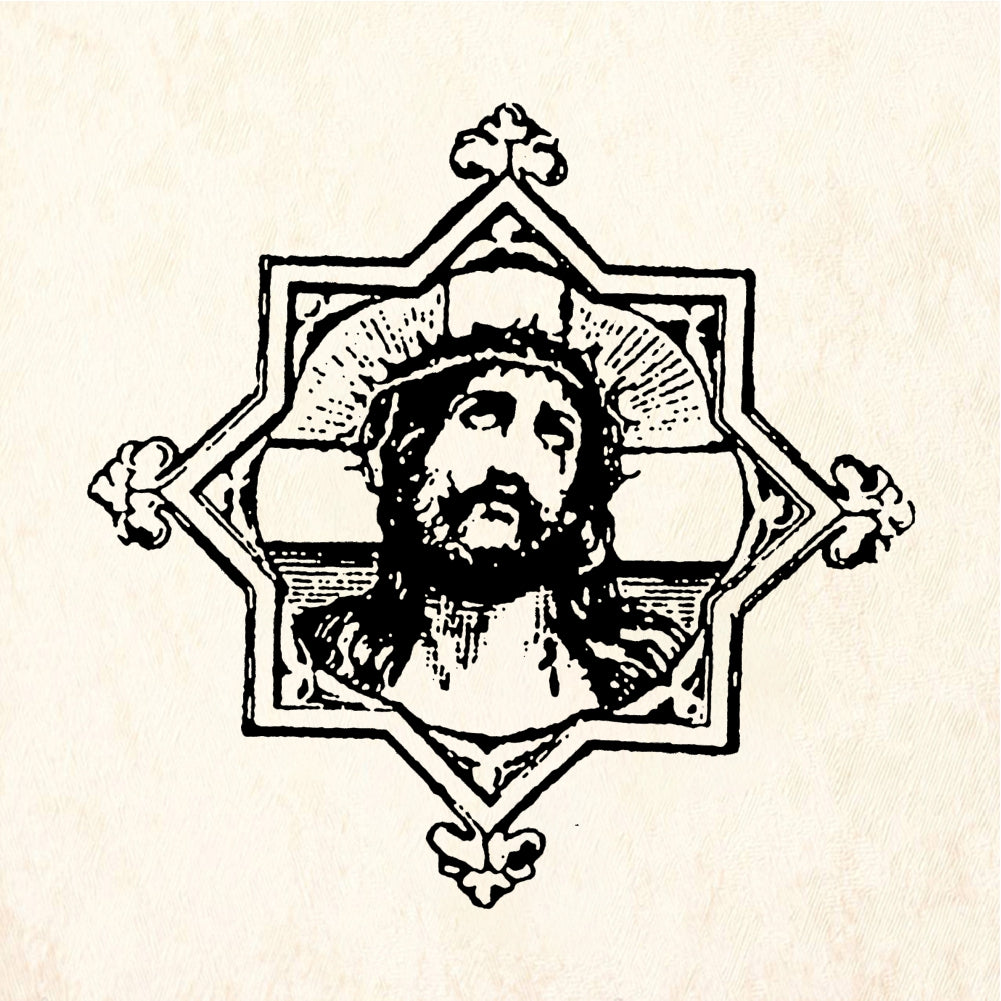 StampaFe Christ Head Ornate Cross Rubber Art Stamp
