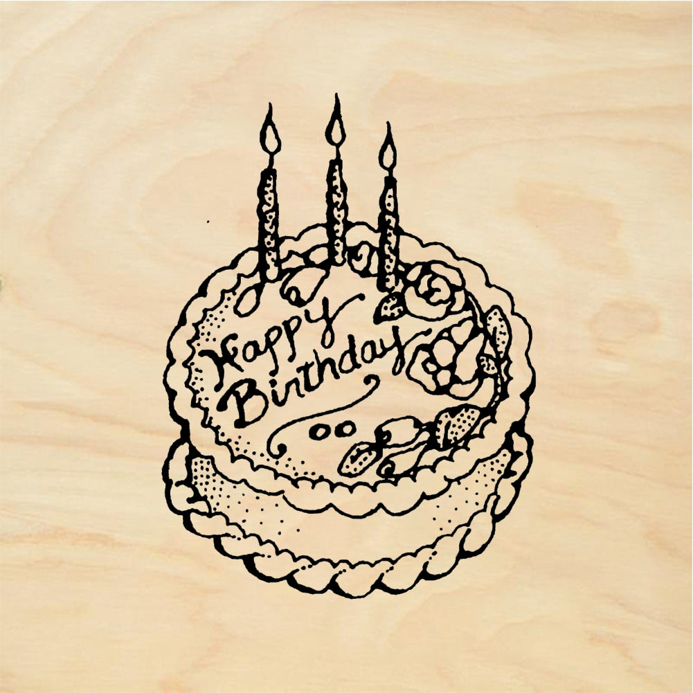 StampaFe Birthday Cake - Rubber Stamp 1.75 x 1.25