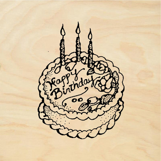 StampaFe Birthday Cake - Rubber Stamp 1.75 x 1.25