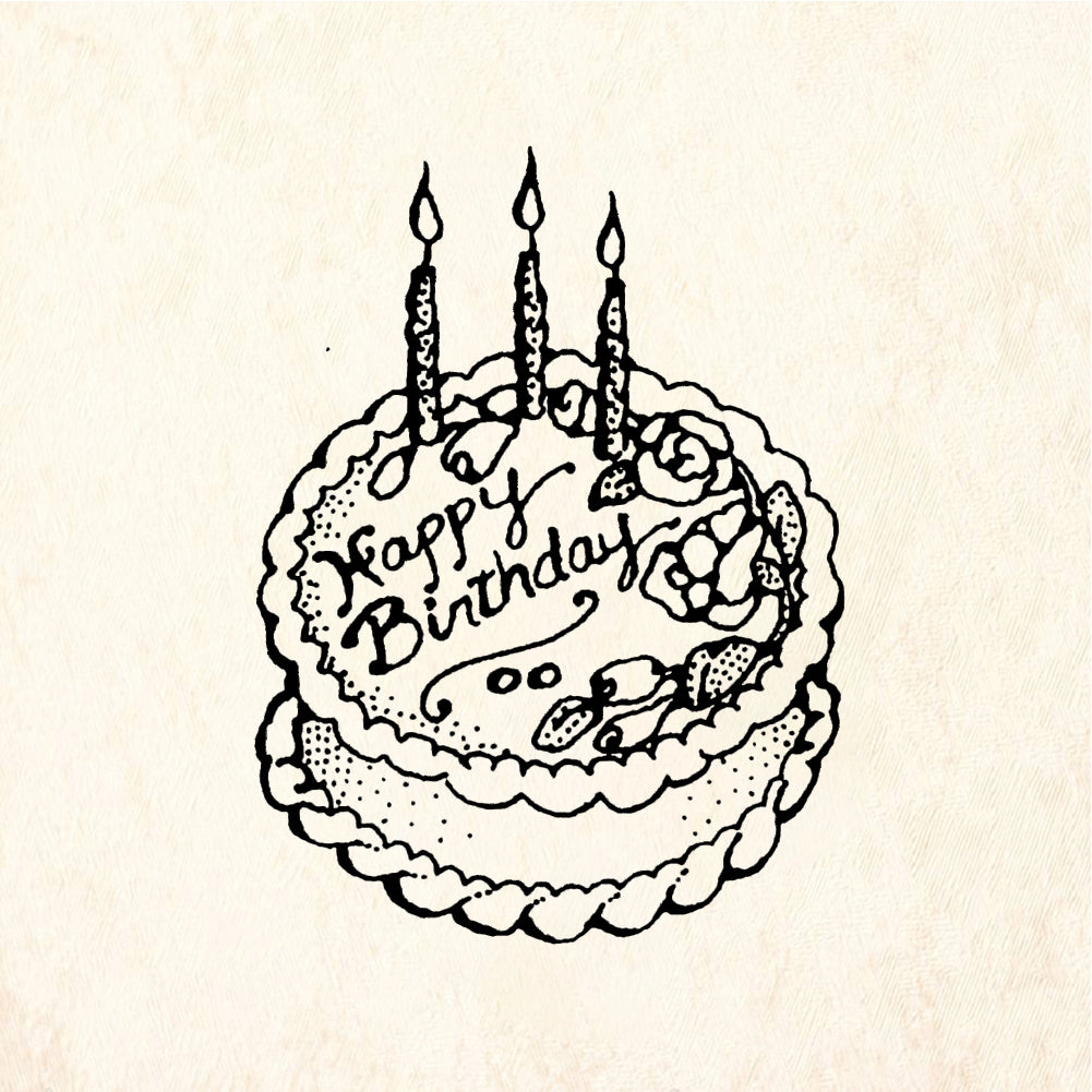 StampaFe Birthday Cake - Rubber Stamp 1.75 x 1.25