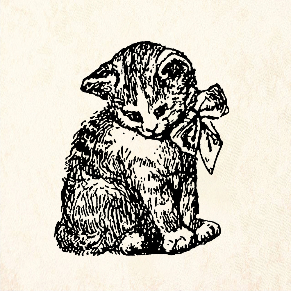 StampaFe Kitten with bow Kitten - Rubber Stamp 1.25 x 1