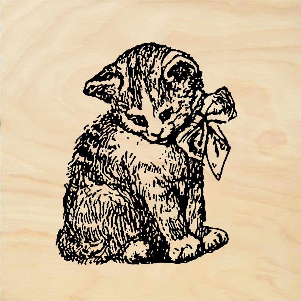 StampaFe Kitten with bow Kitten - Rubber Stamp 1.25 x 1