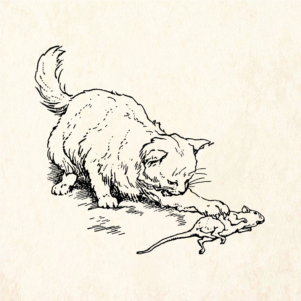 StampaFe Cat & mouse Cat and Mouse - Rubber Stamp 1.25 x 1