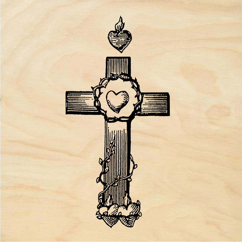 StampaFe Sacred Heart Cross Rubber Art Stamp