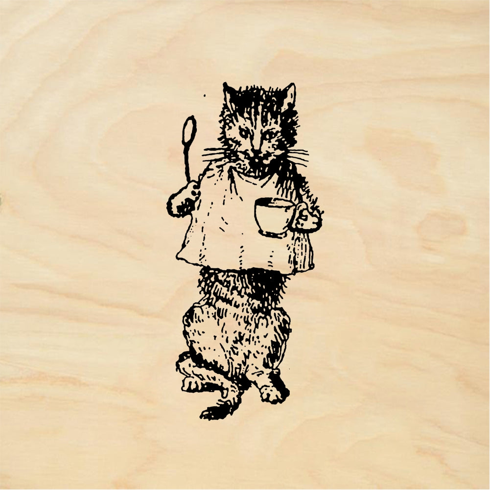StampaFe Coffee cat Lounging - Rubber Stamp 1 x 0.75