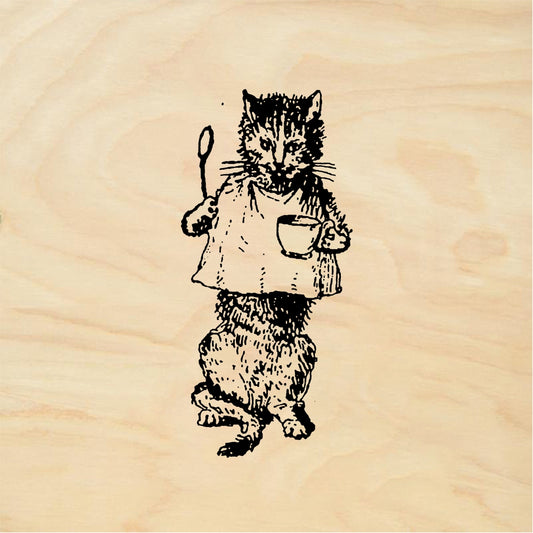 StampaFe Coffee cat Lounging - Rubber Stamp 1 x 0.75