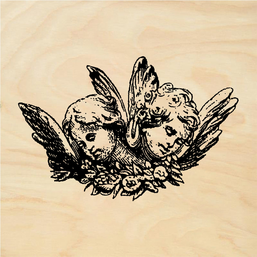 StampaFe Two Cupid Heads Rubber Art Stamp
