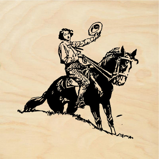 StampaFe Cowgirl waving - Rubber Stamp 1.5 x 1.5