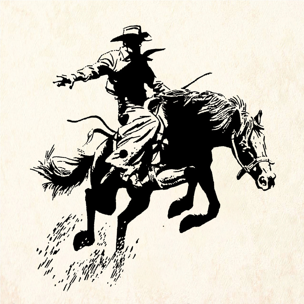 StampaFe Bucking Bronco Front View Rodeo Cowboy Rubber Art Stamp