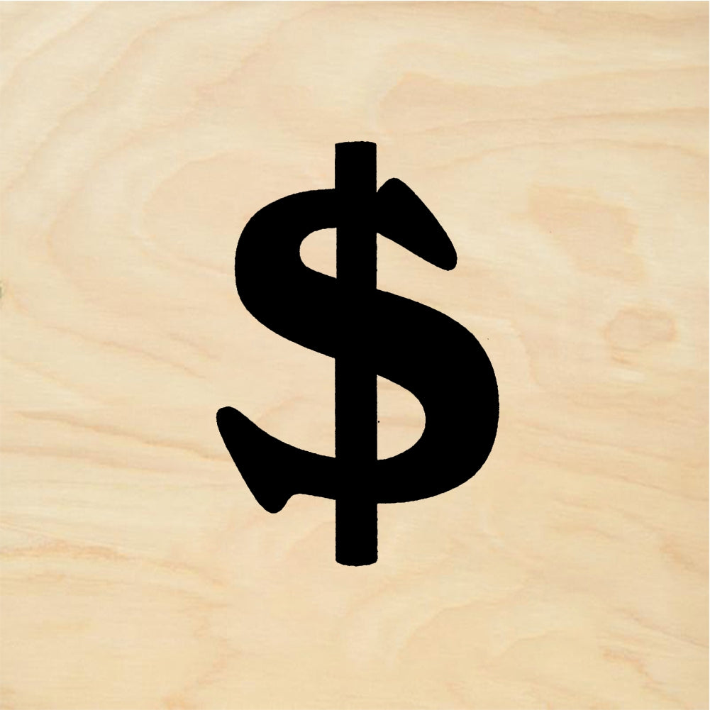 StampaFe Bold Dollar Sign - Rubber Stamp 1 x 1.25