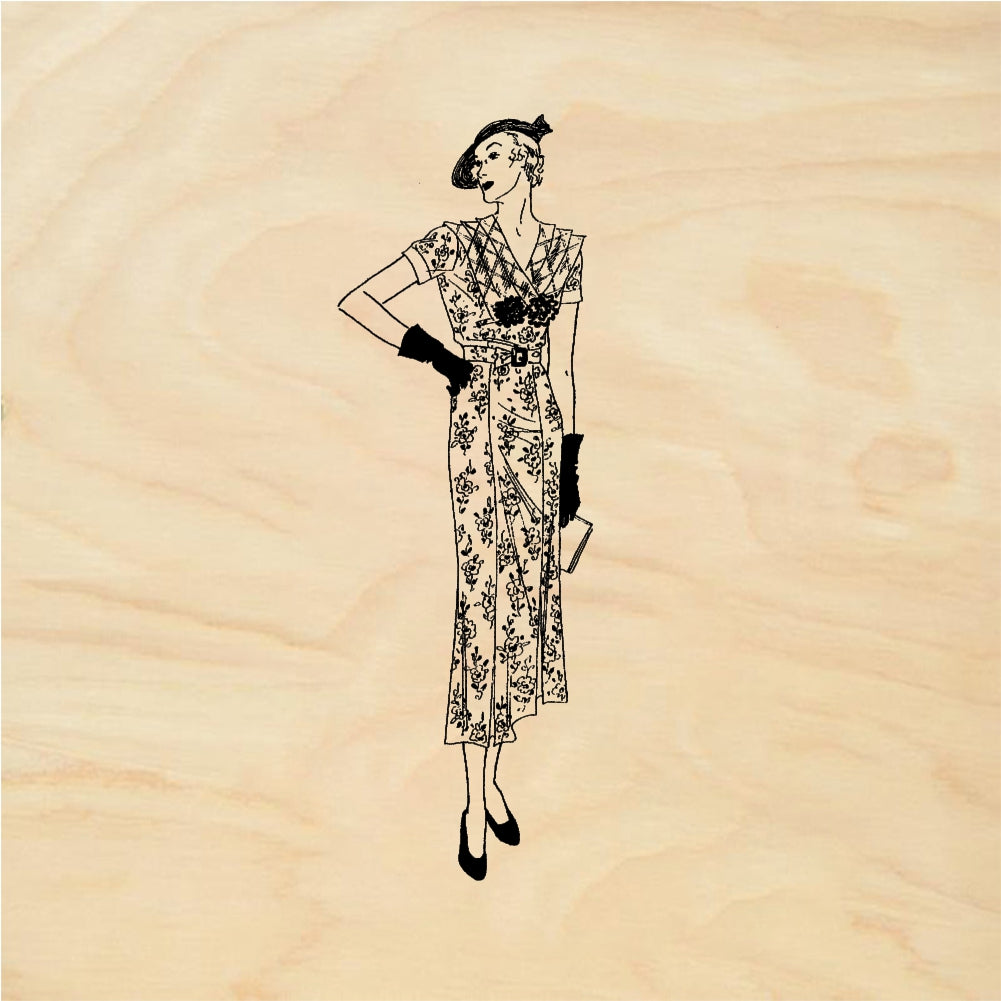 StampaFe Fashionable Lady Vintage Woman - Rubber Stamp 1 x 2.75