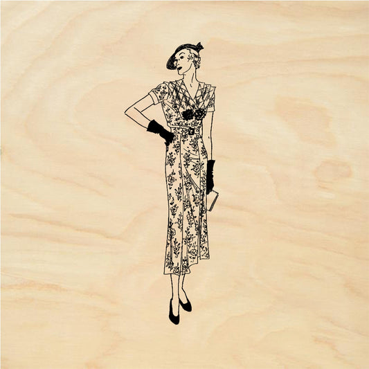 StampaFe Fashionable Lady Vintage Woman - Rubber Stamp 1 x 2.75