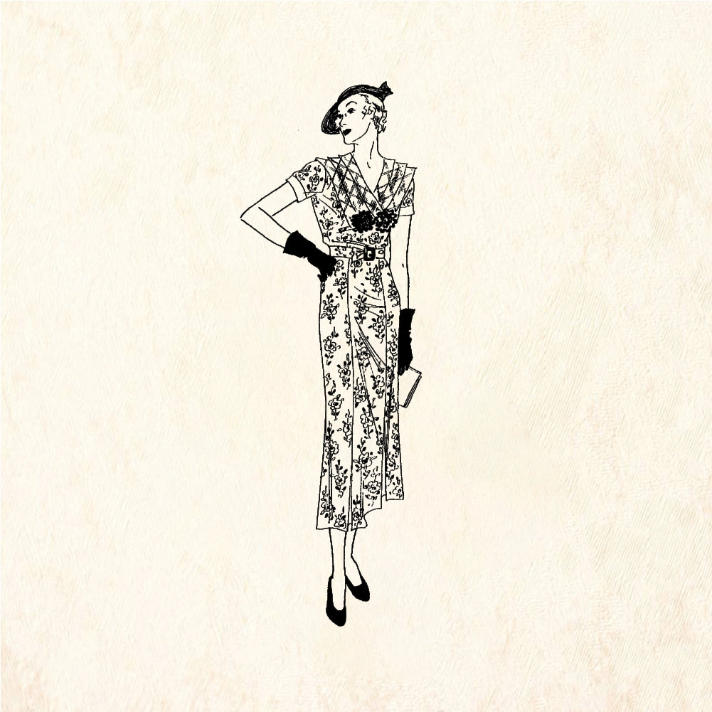 StampaFe Fashionable Lady Vintage Woman - Rubber Stamp 1 x 2.75