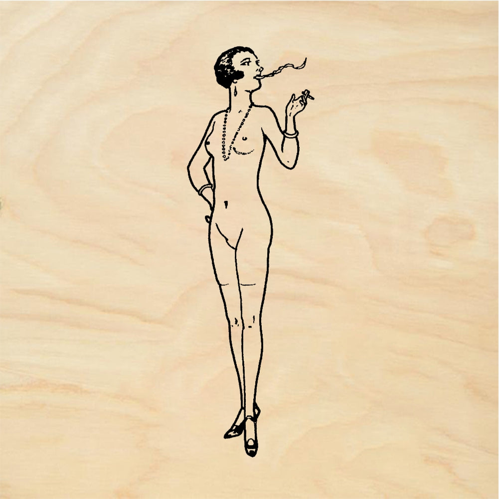 StampaFe Smokin Smoking Pinup - Rubber Stamp 1.5 x 2.25