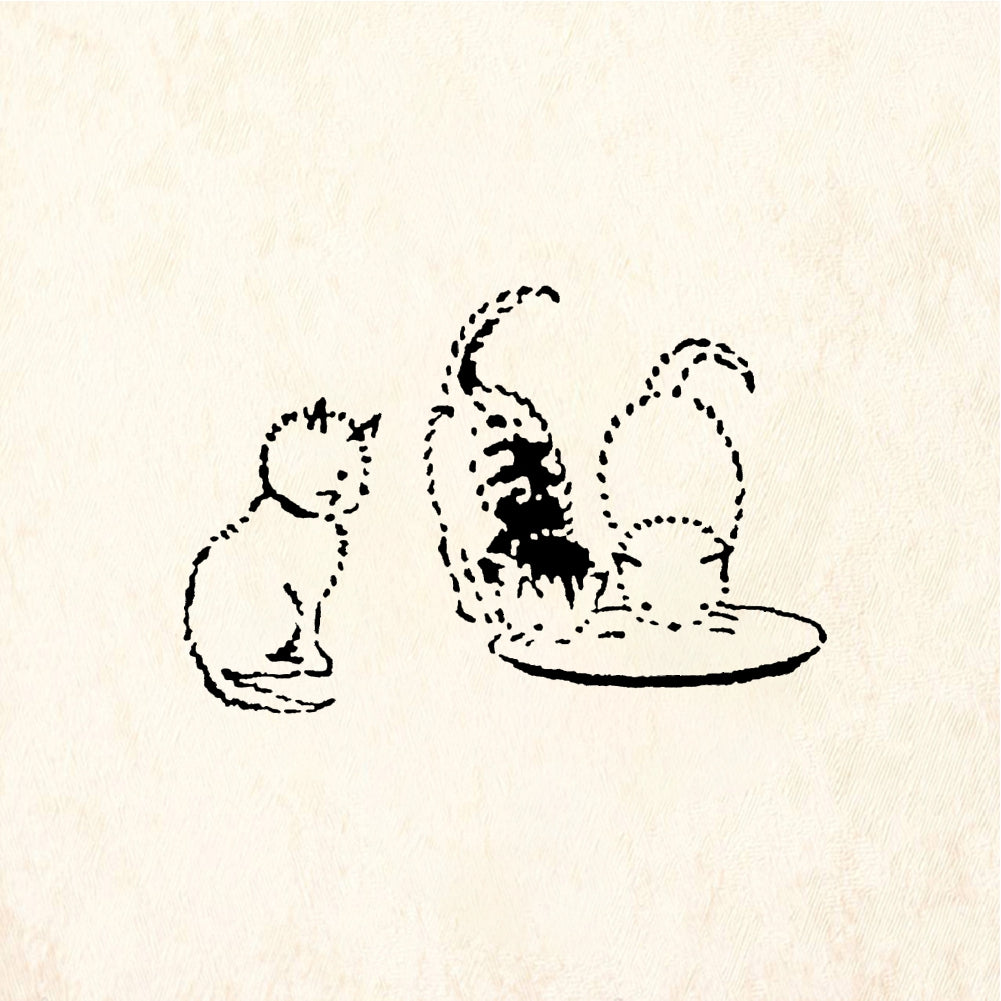 StampaFe Chow time Cat - Rubber Stamp 1 x 1