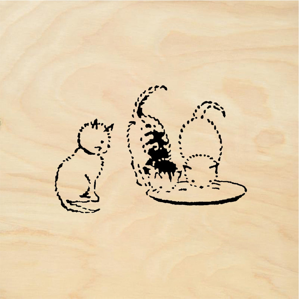 StampaFe Chow time Cat - Rubber Stamp 1 x 1