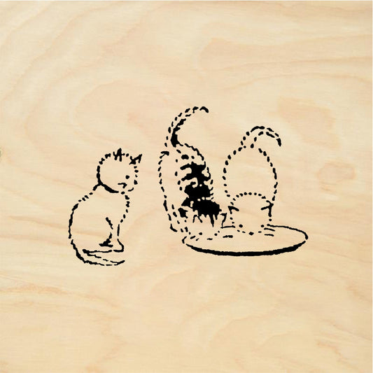 StampaFe Chow time Cat - Rubber Stamp 1 x 1