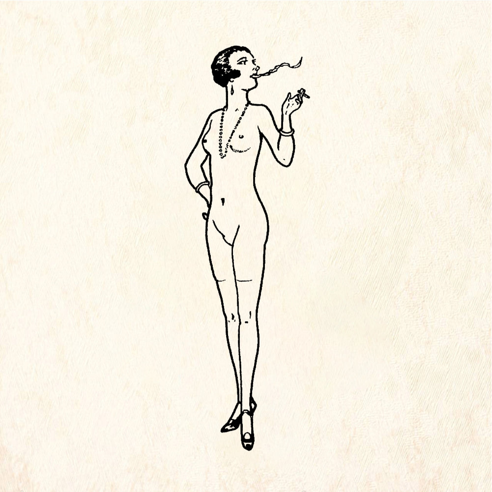 StampaFe Smokin Smoking Pinup - Rubber Stamp 1.5 x 2.25