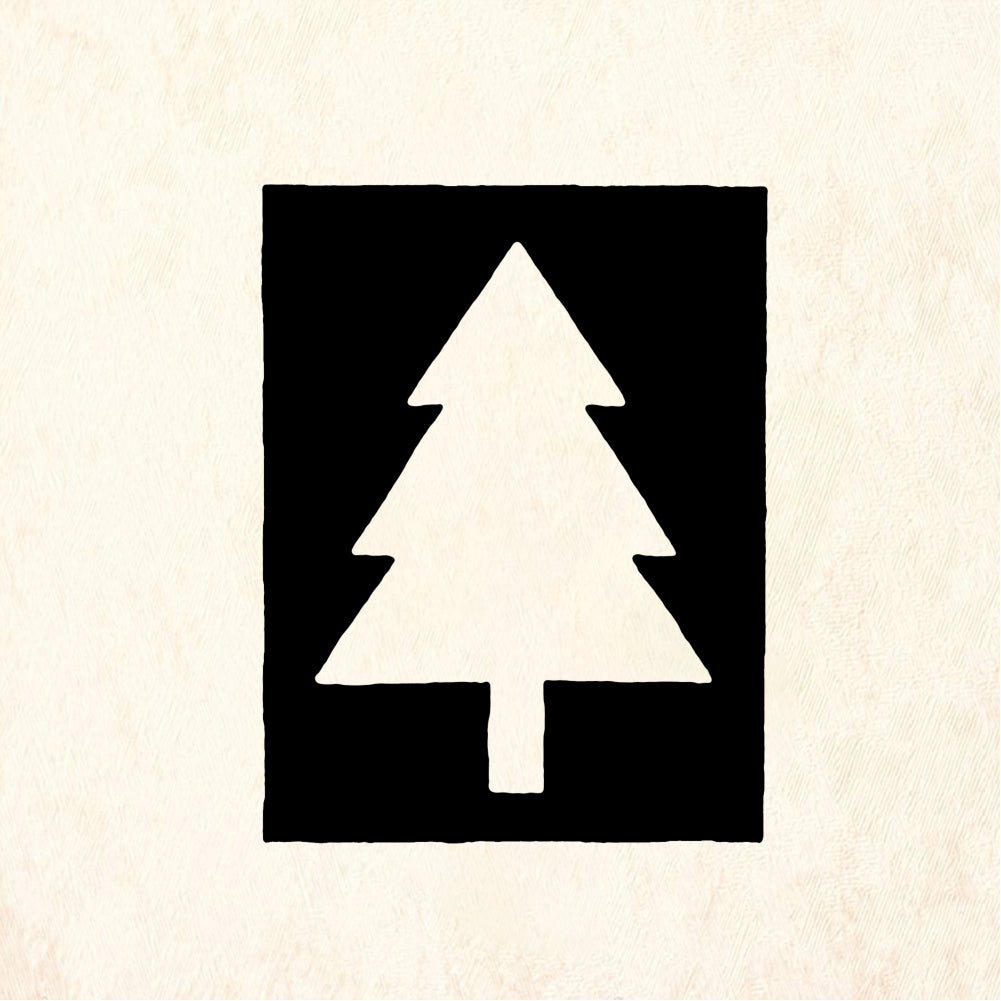 StampaFe Rectangle pine Tree - Rubber Stamp 0.75 x 1