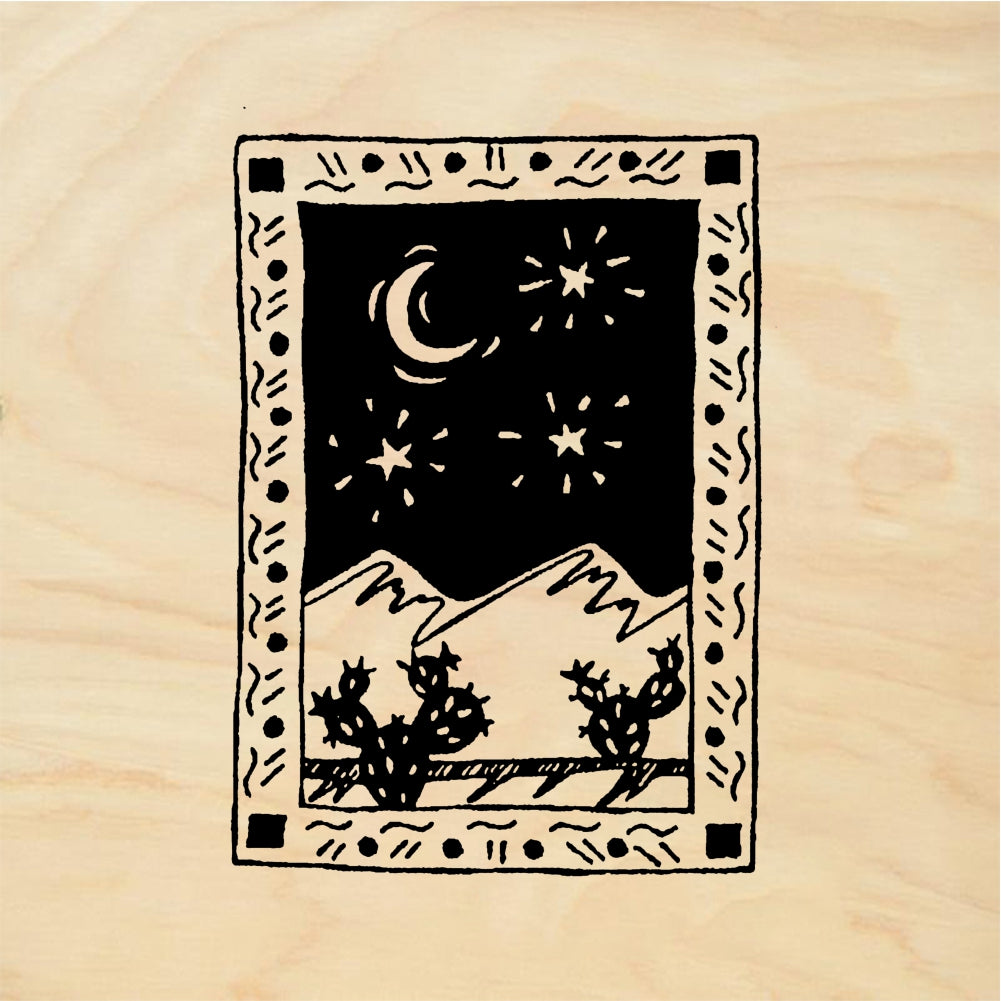 StampaFe Southwest night scene - Rubber Stamp 1.5 x 2.25