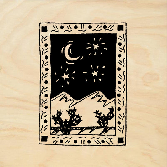 StampaFe Southwest night scene - Rubber Stamp 1.5 x 2.25
