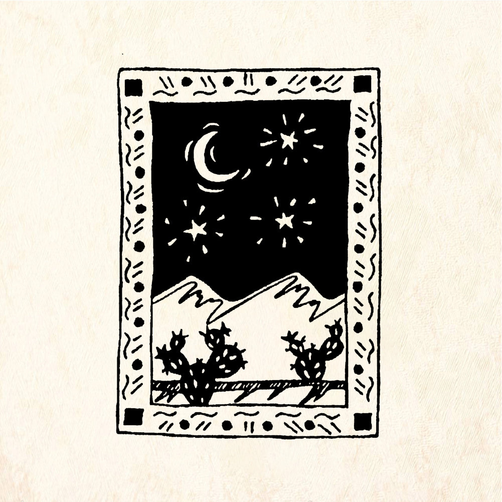 StampaFe Southwest Night Scene Framed Desert Rubber Art Stamp