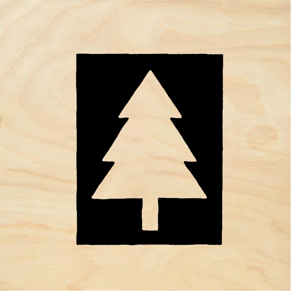 StampaFe Rectangle pine Tree - Rubber Stamp 0.75 x 1