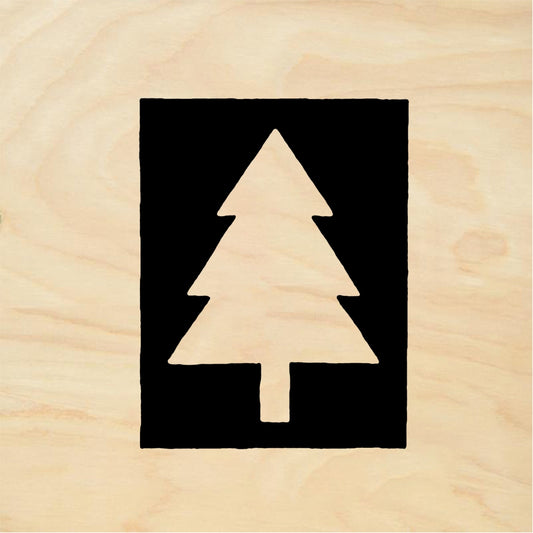 StampaFe Rectangle pine Tree - Rubber Stamp 0.75 x 1