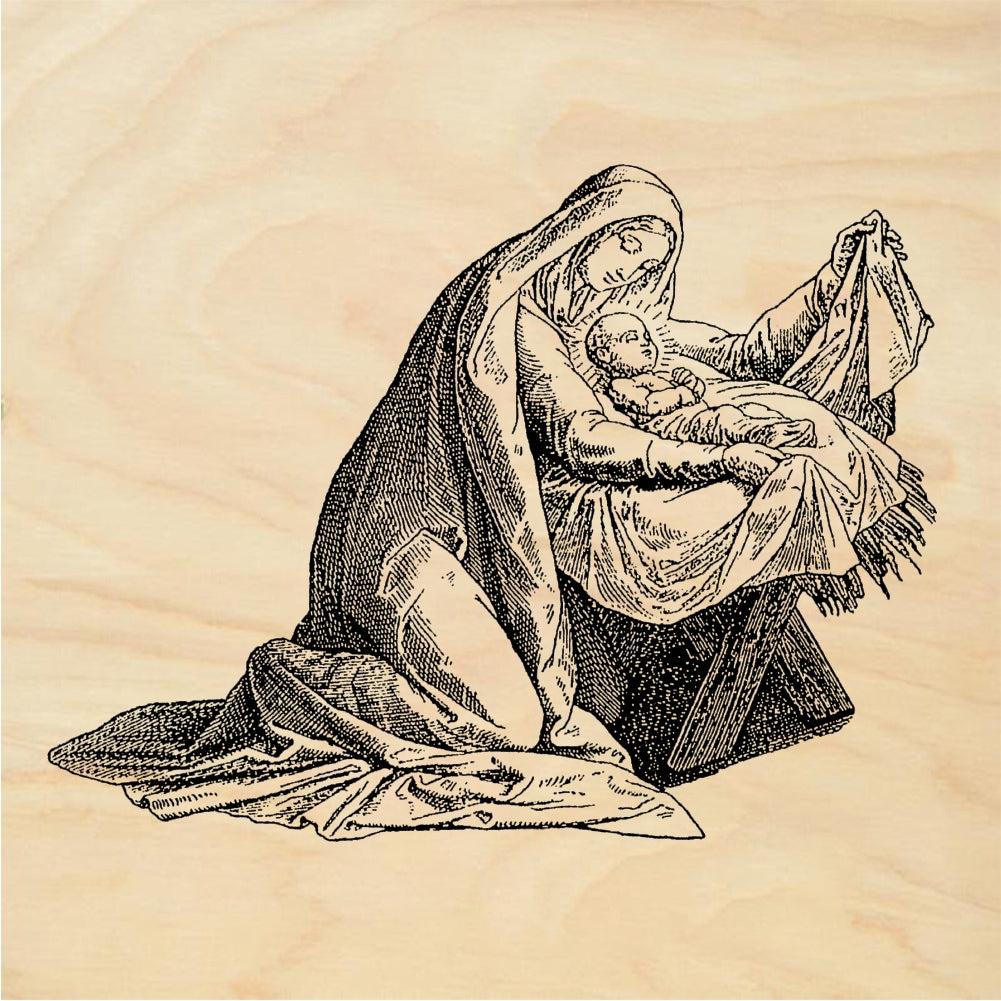 StampaFe Mary & Baby Jesus - Rubber Stamp 2.5 x 1.25