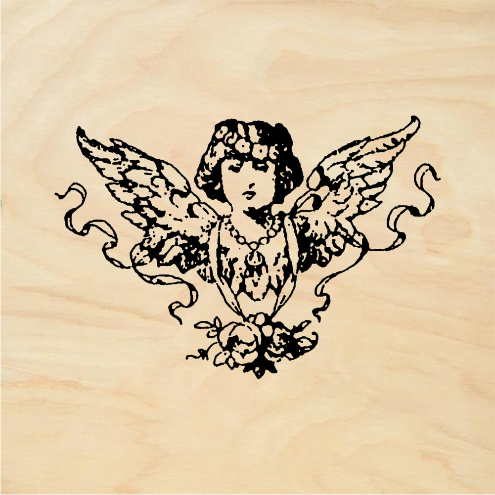 StampaFe Angel Head with Ribbons - Rubber Stamp 1.75 x 1.25
