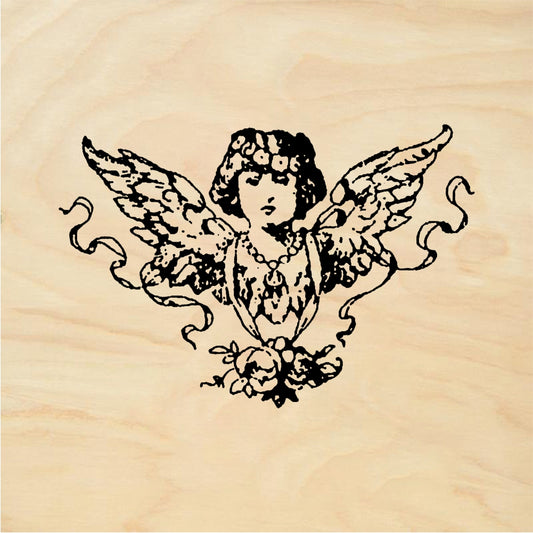 StampaFe Angel Head with Ribbons - Rubber Stamp 1.75 x 1.25