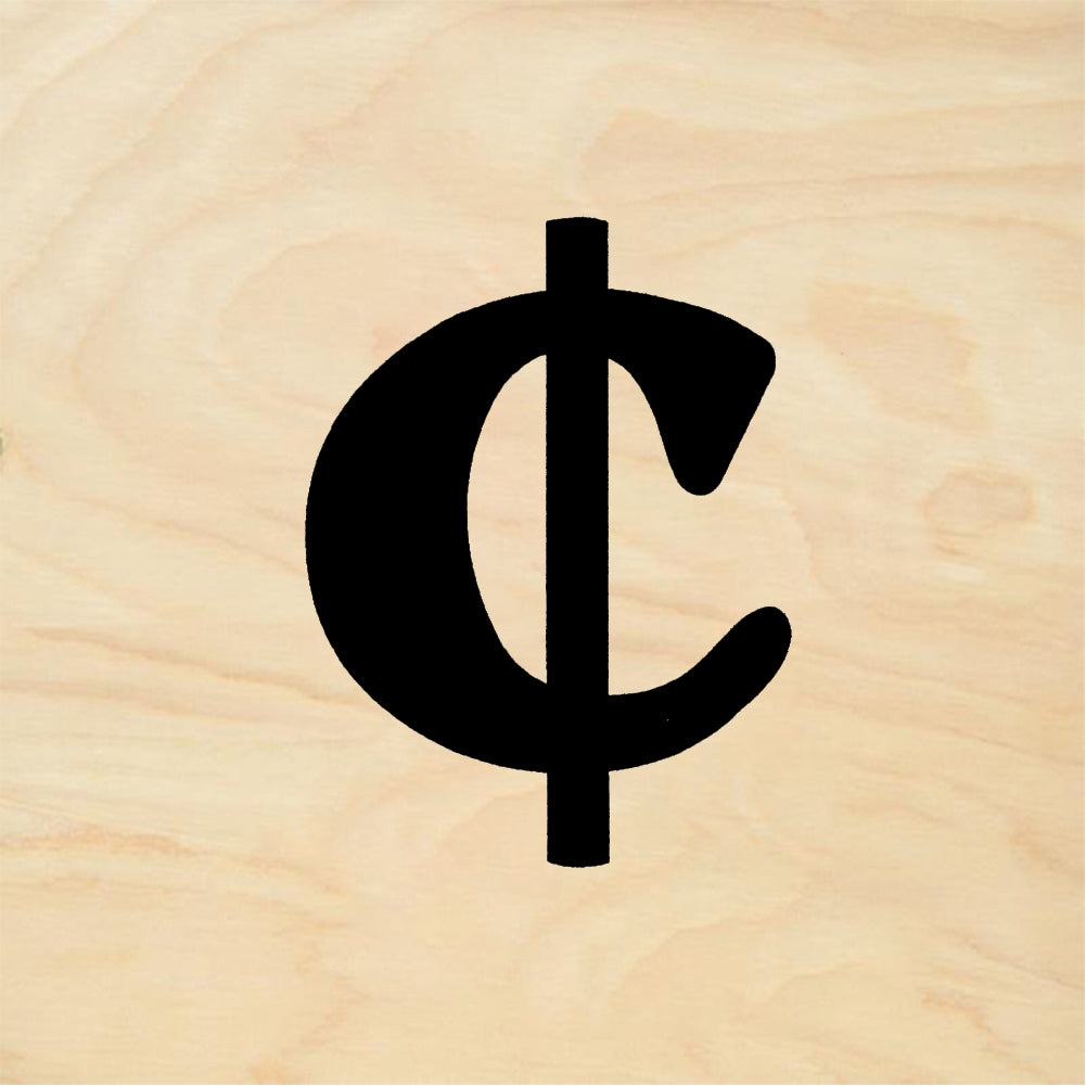 StampaFe Bold Cents Sign - Rubber Stamp 1 x 1.25