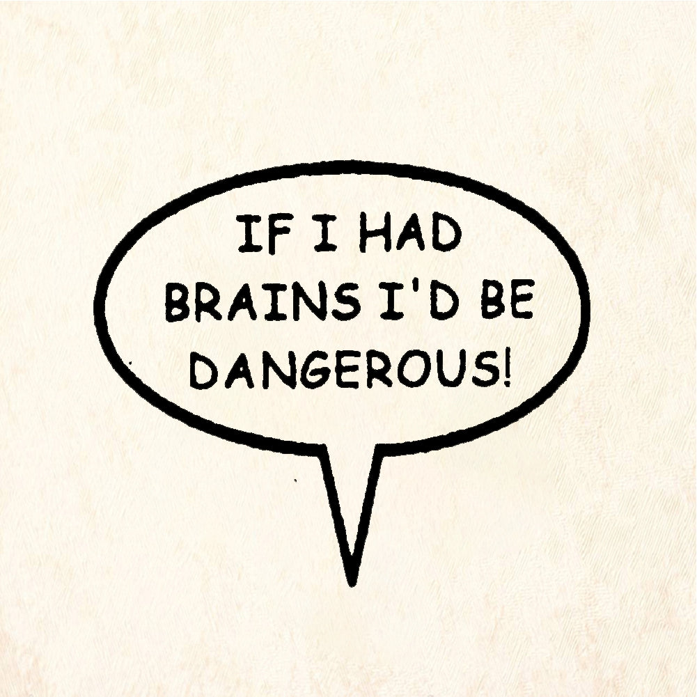 StampaFe IF I HAD BRAINS I'D BE DANGEROUS Brains Text - Rubber Stamp 1.75 x 0.75
