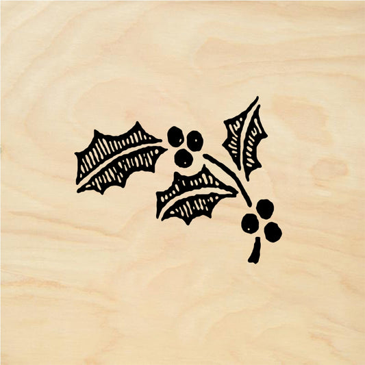 StampaFe Holly with Berries - Rubber Stamp 1.5 x 1.5