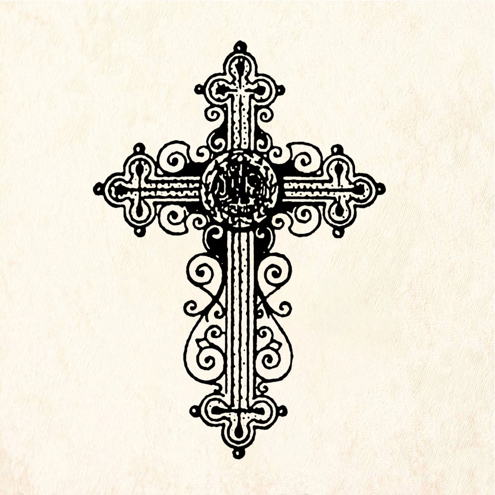 StampaFe Filigree Cross Ornate Rubber Art Stamp