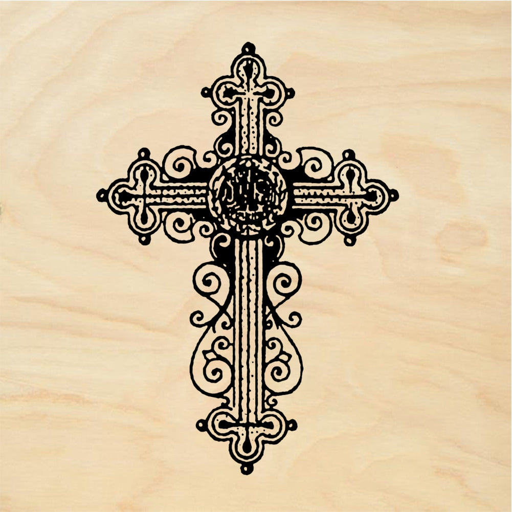 StampaFe Filigree Cross Ornate Cross - Rubber Stamp 0.75 x 1.5