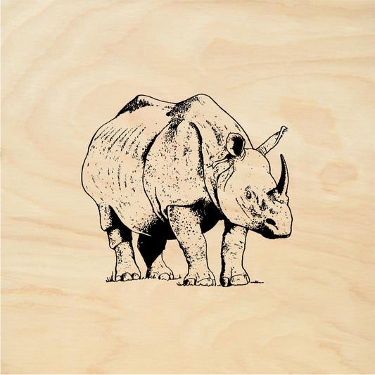 StampaFe Rhino #2 Detailed Rhinoceros - Rubber Stamp 1.75 x 1.75