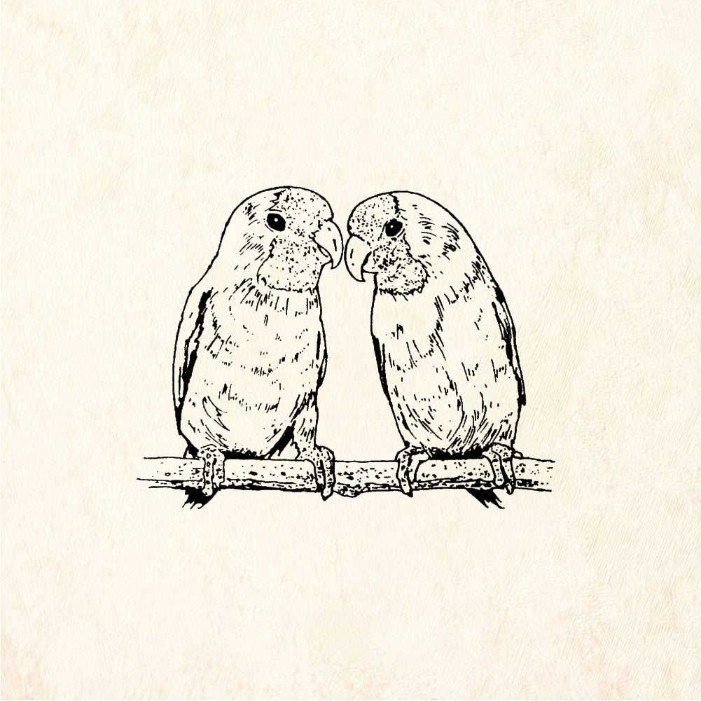 StampaFe Lovebirds Pair of Rubber Stamp 1.75 x 1.5