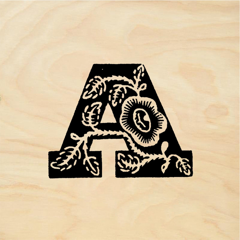 StampaFe Rose Letter A - Rubber Stamp 1 x 1.25