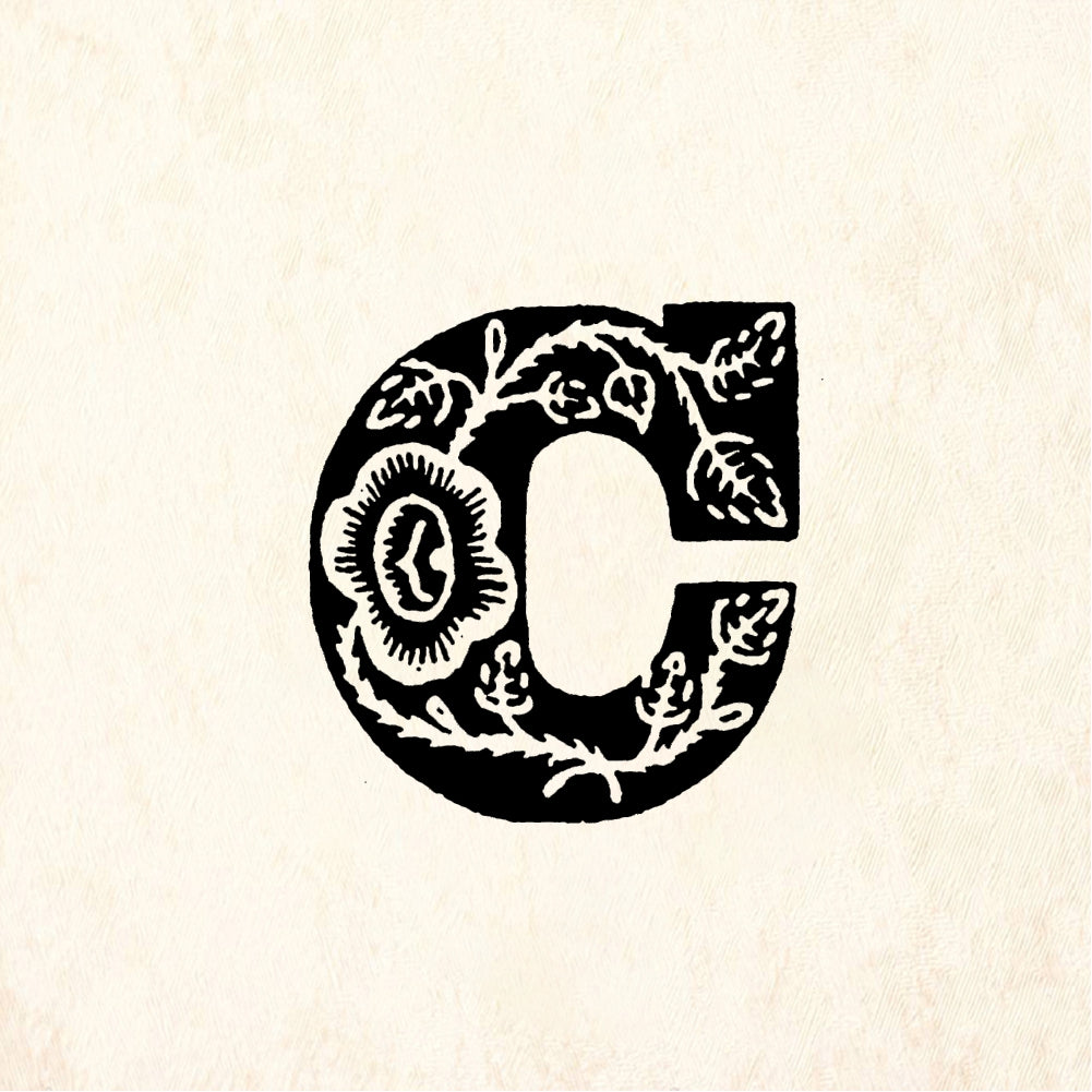 StampaFe Rose Letter C - Rubber Stamp 1 x 1