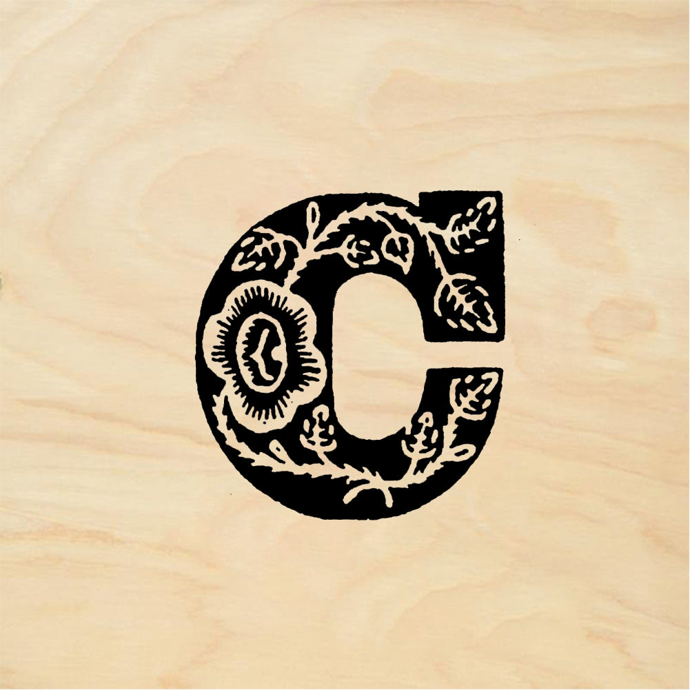 StampaFe Rose Letter C - Rubber Stamp 1 x 1