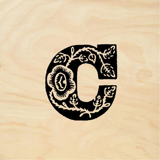 StampaFe Rose Letter C - Rubber Stamp 1 x 1